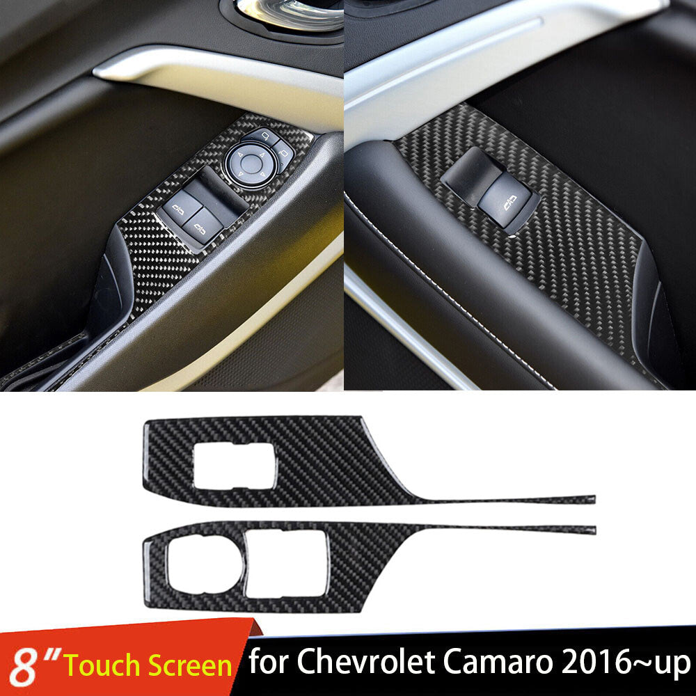 Carbon Fiber Window Lift Switch Button Panel Cover for Chevy Camaro 2016+ A-type