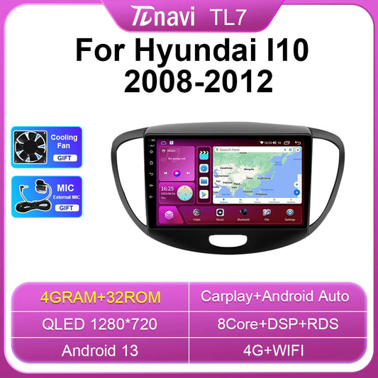 Android Car Radio for Hyundai i10 2008-2012 CarPlay GPS Multimedia Player Screen