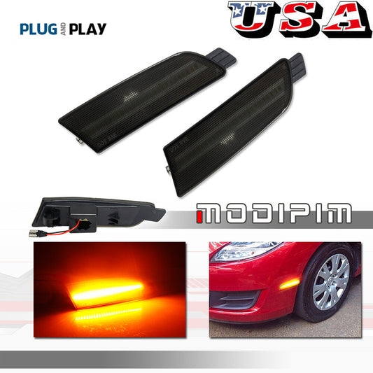 Suitable for 09-13 for Mazda 6 front bumper smoke LED side marker amber lights LH RH