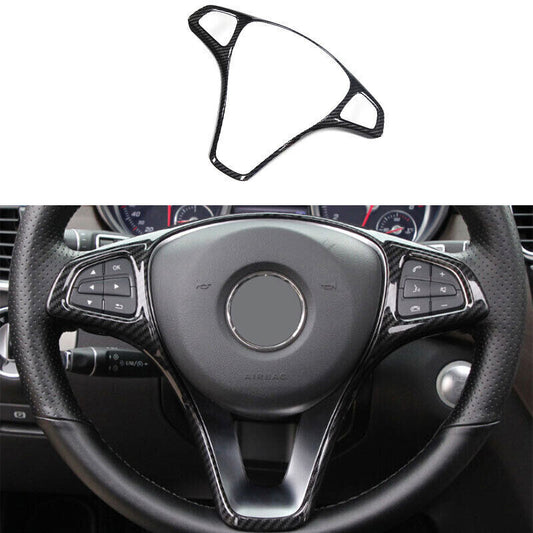 Steering Wheel Decor Cover Trim 1pcs Fit for Benz GLE GLS 2016-2019 Carbon Fiber