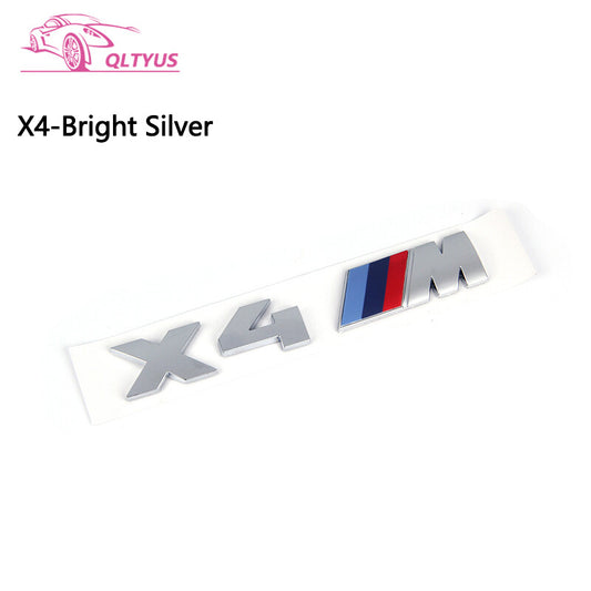 for BMW Silver Trunk Emblem X4 M Small Lettering Decal Badge Set