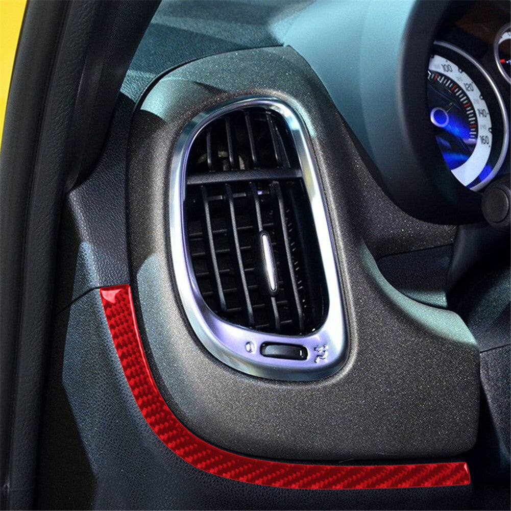 Red Carbon Fiber Below Driver Side Air Vent Cover Trim Strip For 14-17 for Fiat 500L