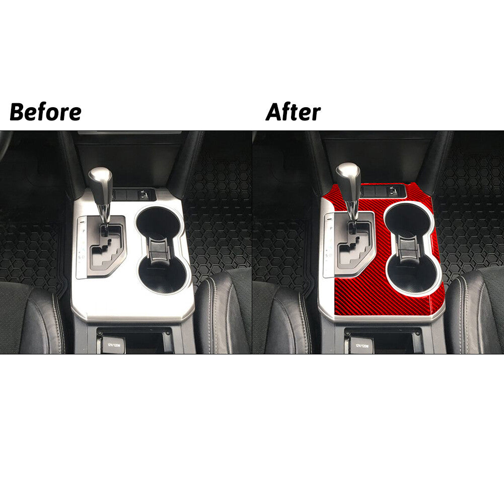 Red Carbon Fiber Gear Shift Panel Decorative Cover Trim for Toyota for Camry 2012-14
