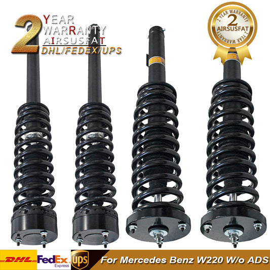 4x Front Rear Coil Spring Shock Strut Assemblys for Mercedes Benz W220 W/O ADS