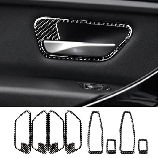 Carbon Fiber Door Handle Bowl Window Lift Trim for BMW 3 4 Series F30 GT 2013-19
