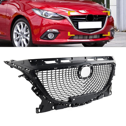 Diamond Style Front Middle Bumper Mesh Grille for Mazda 3 Axela 2014-2016