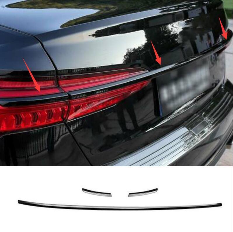 for Audi A6 C8 2019-23 Black ABS Rear Door Trunk CoverTail light Strip Trim 3x