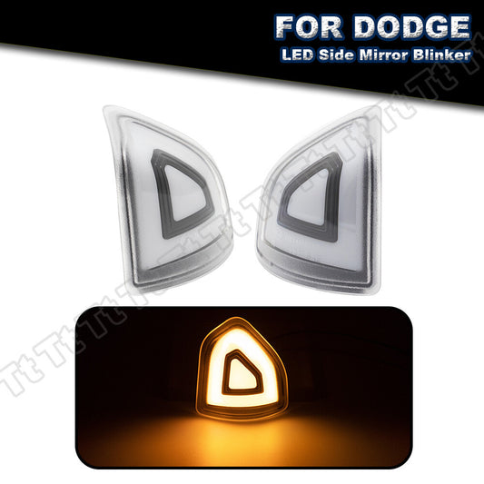 Yellow LED side mirror turn signals are applicable to for Dodge for Ram 1500, 2500, and 3500 models (2010-2023).