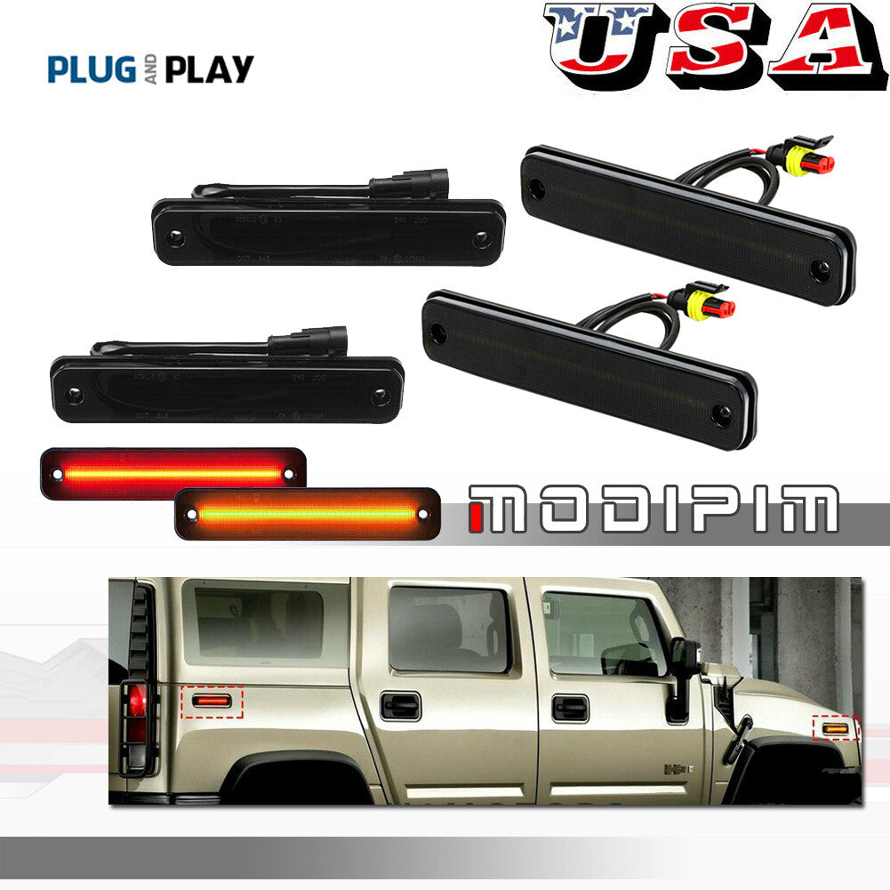 Front amber and rear red side fender marker light kit for 2003-2009 for Hummer H2
