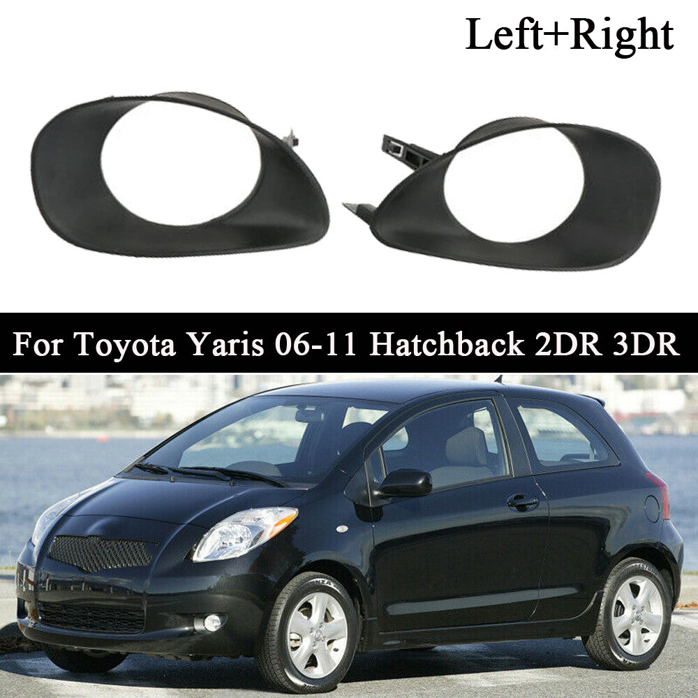 Pair of fog light grill covers for Toyota Yaris 2006 - 2011 Hatchback 2DR 3DR Black