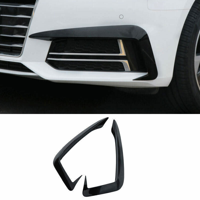for Audi A4 A5 2017-19 ABS Black Exterior Front Fog Light Frame Strip Trim 2PCS