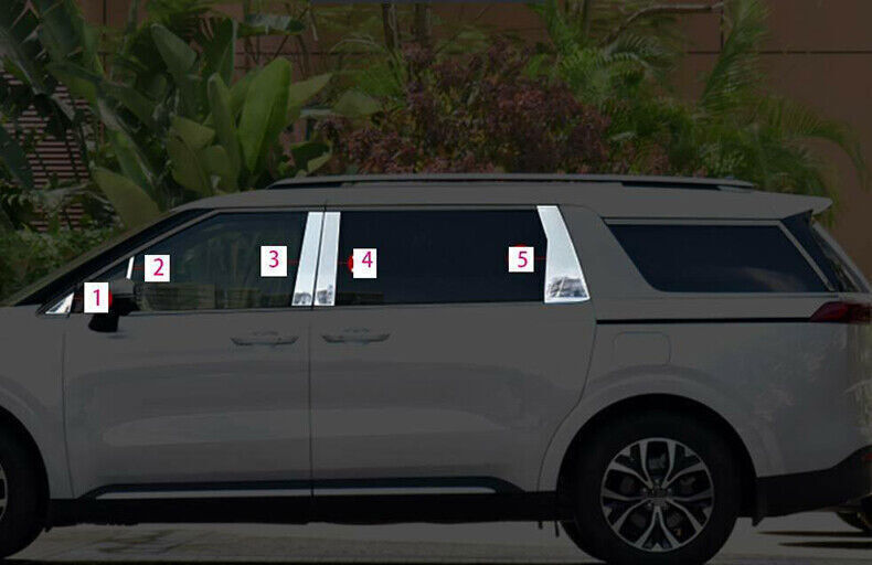 Chrome Pillar Posts Moulding for Kia Carnival 22-2024 Set Door Trim Mirror Cover