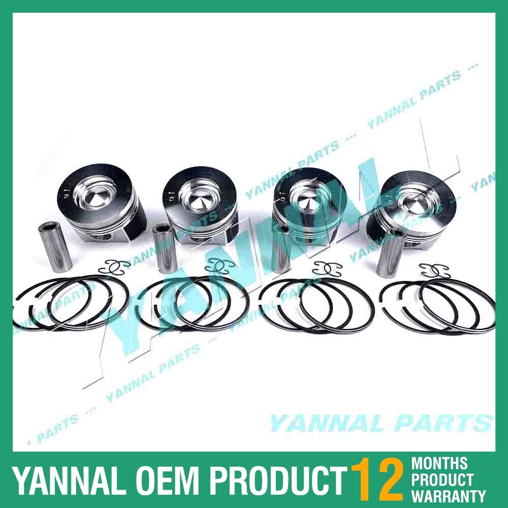 4-piece piston with piston rings + 0.5 mm for Kubota V3800-CR engine (oversized)