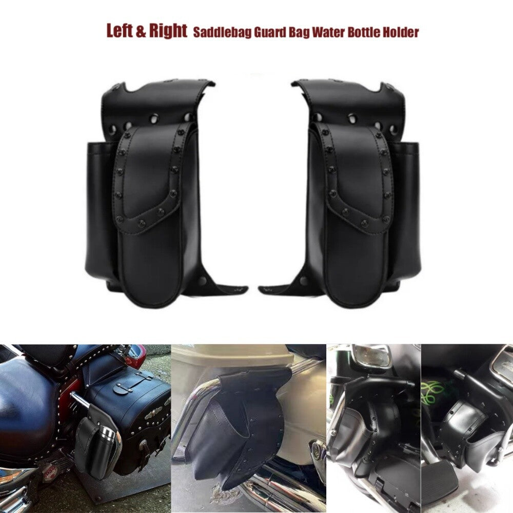 Black Saddlebag Guard Bag Water Bottle Holder for Harley Touring Road Glide93-21