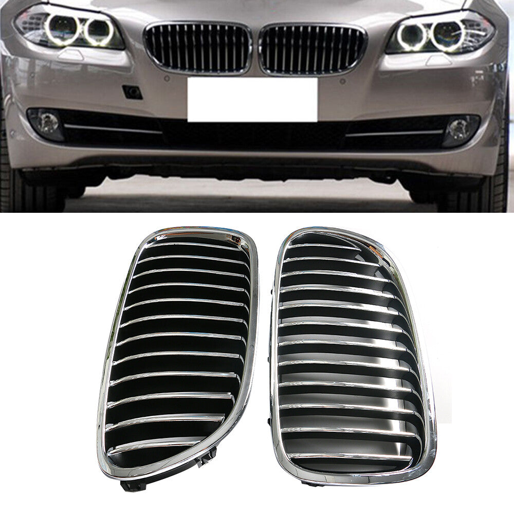 2X Front Bumper Kindey Grille For 2011-2013 for BMW F10 528i 535i xDrive Chrome