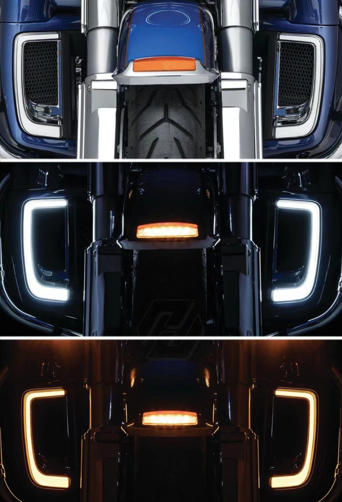 LED Fairing Lower Black Grill W/Turn Signal Light for Harley Electra Glide 14-up