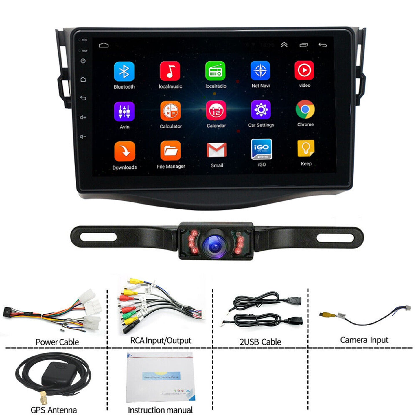 9 CAR RADIO STEREO GPS PLAYER AUTO CARPLAY FOR 2007-12 for TOYOTA RAV4 ANDROID 12