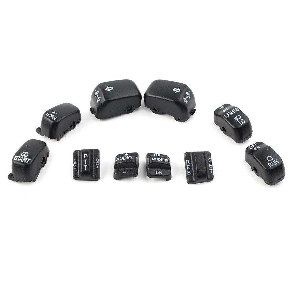 10pcs Hand Control Switch Cover Housing Button Cap Set for Harley Touring 96-13