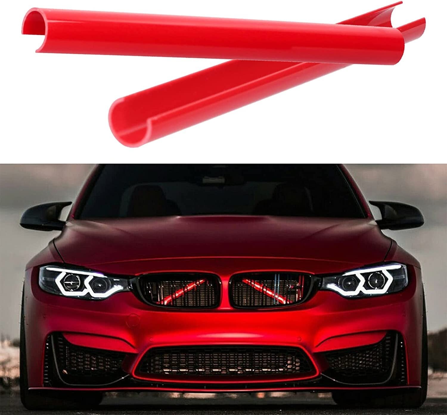 2 for 2020-2023 for BMW 3 Series G20 Red Car Front V Brace Grill Trim Strips Cover