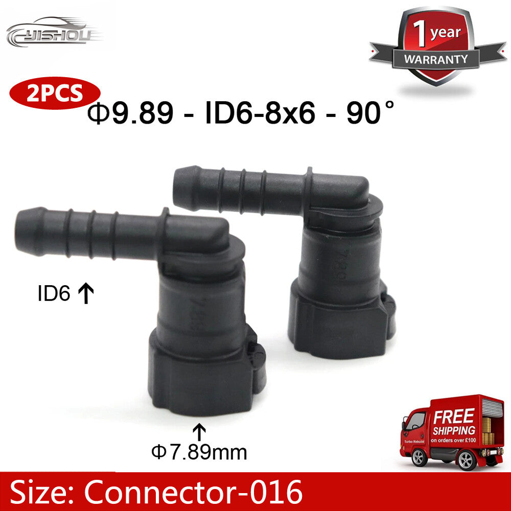 Fuel line hose quick release female connector 2 pieces 9.89 mm 9.89 ID6 8x6 90¡ã