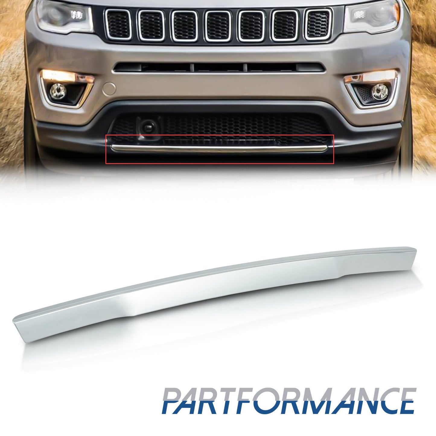 Front bumper trim molding for 2017-2021 for Jeep Compass decal chrome 5YH40LS1AB