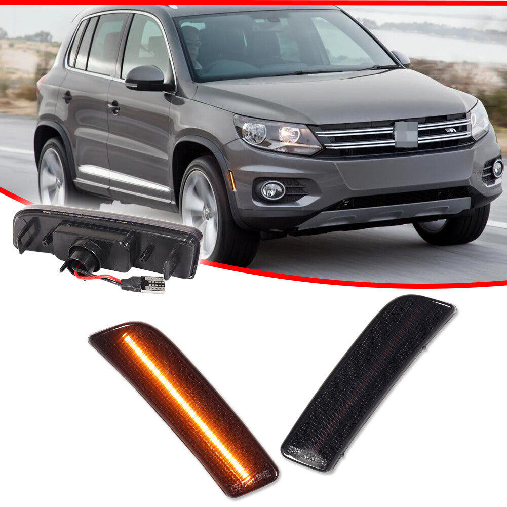 Smoked Amber LED Front Corner Fender Side Marker Lights for Volkswagen for Tiguan 2009-2017