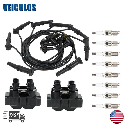 2 Ignition Coils +8 Spark Plugs+8 Wires for Ford F150 F250 for Lincoln for Mercury FD487