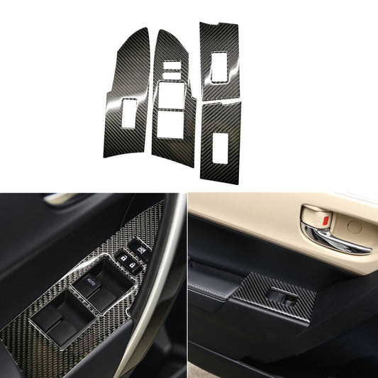 Carbon Fiber Window Control Button Cover Trim for Toyota for Corolla 2014-2018
