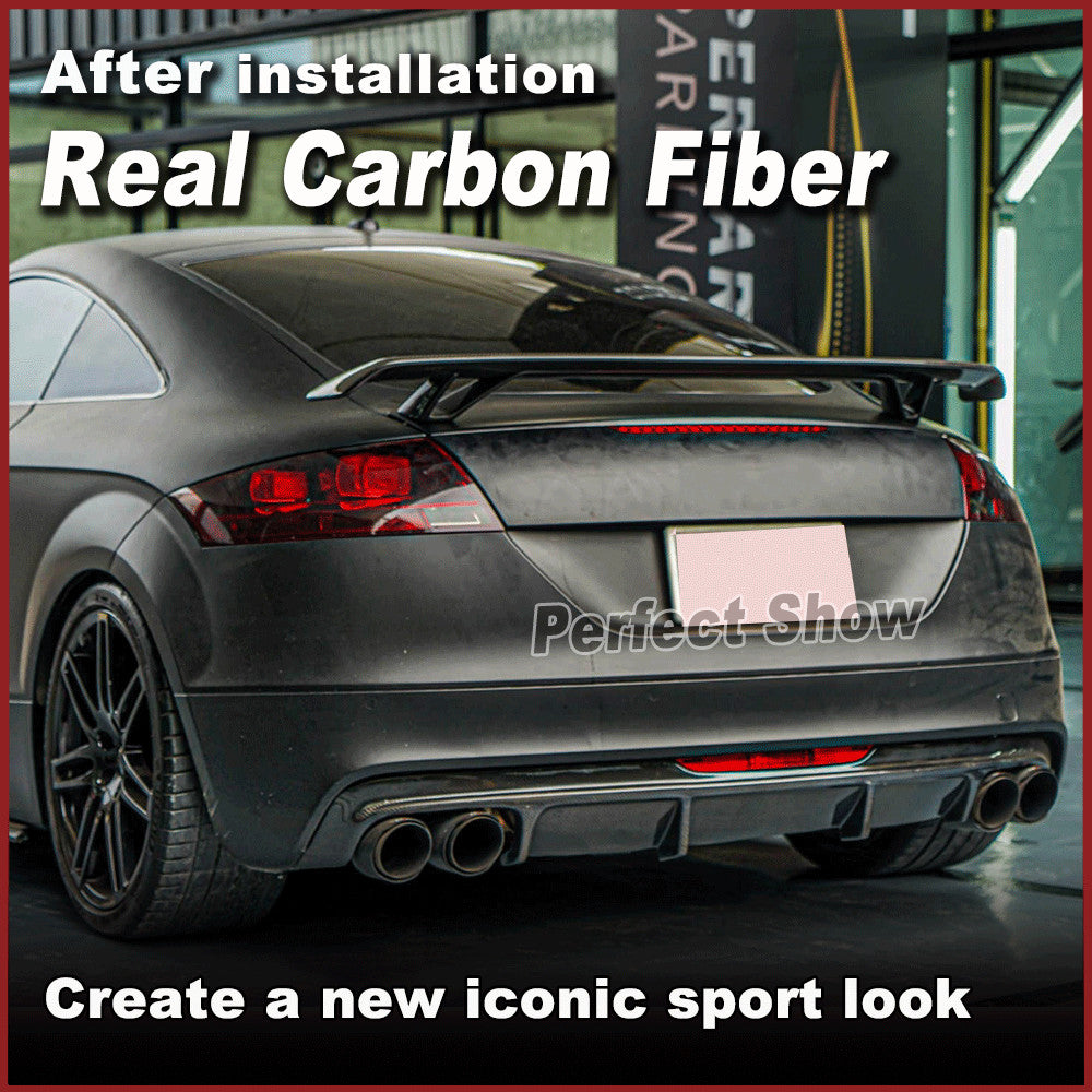REAL Carbon Rear Bumper Lip Diffuser Dual Exhaust for Audi TTS 08-14 TT 2013-14