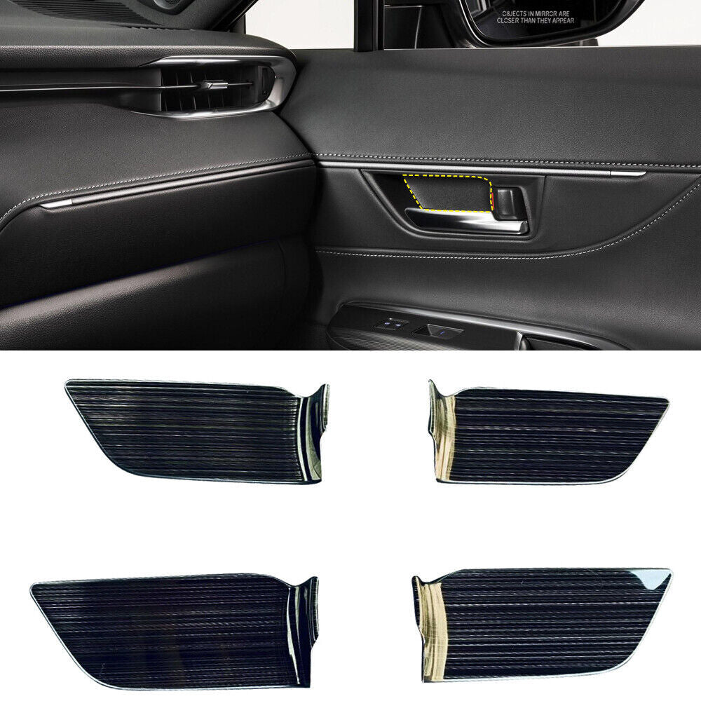 Black Brushed Interior Door Handle Bowl Trims For 2021-2023 for Toyota Harrier Venza