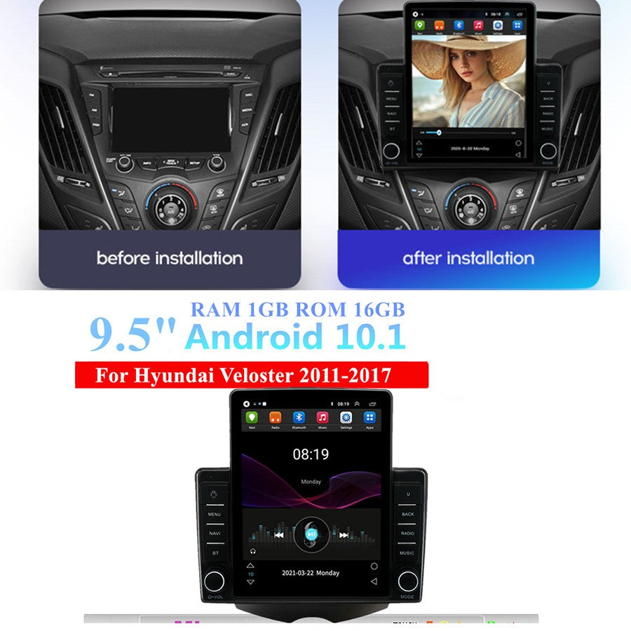9.5 Android Vertical Stereo Radio GPS Player 1+16G for Hyundai for Veloster 2011-17