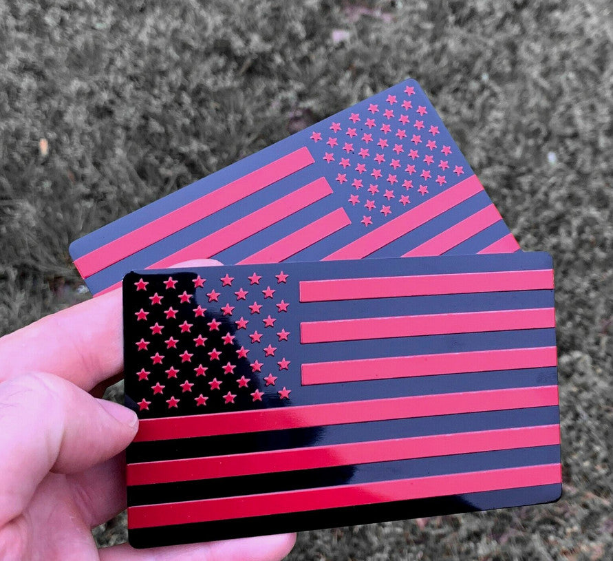 Car side fender rear trunk badge sticker, American flag, red and black, suitable for Chevrolet 2-piece set.