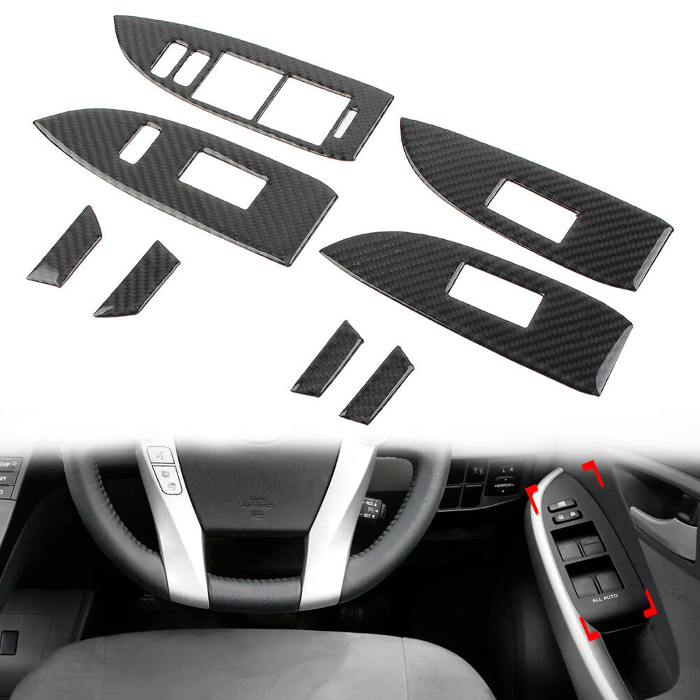 8Pcs RHD Car Door Window Lift Switch Panel Cover Trim for Toyota Prius 2012-2015