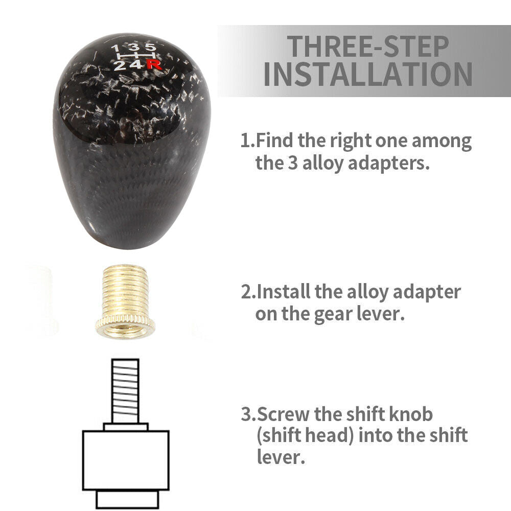 Black Real Carbon Fiber Car Universal Handle Gear Stick Shift Knob Shifter Lever