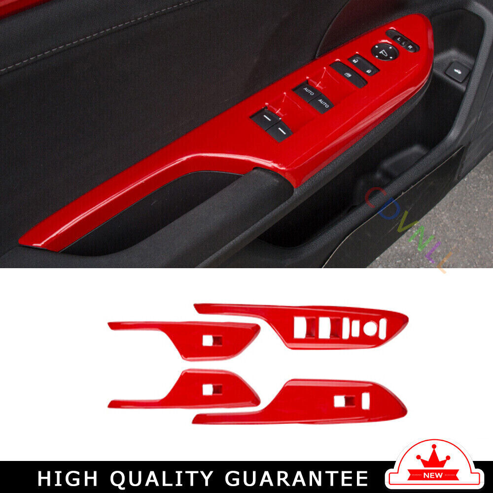 Glass Window Lifting Lock Panel Trim for Honda for Civic 10th 2016-2021 Bright Red