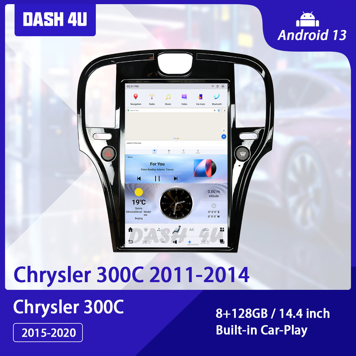 for Chrysler 300C 2011-2020 for Tesla Android 13 Vertical Screen 14.4 car GPS Radio