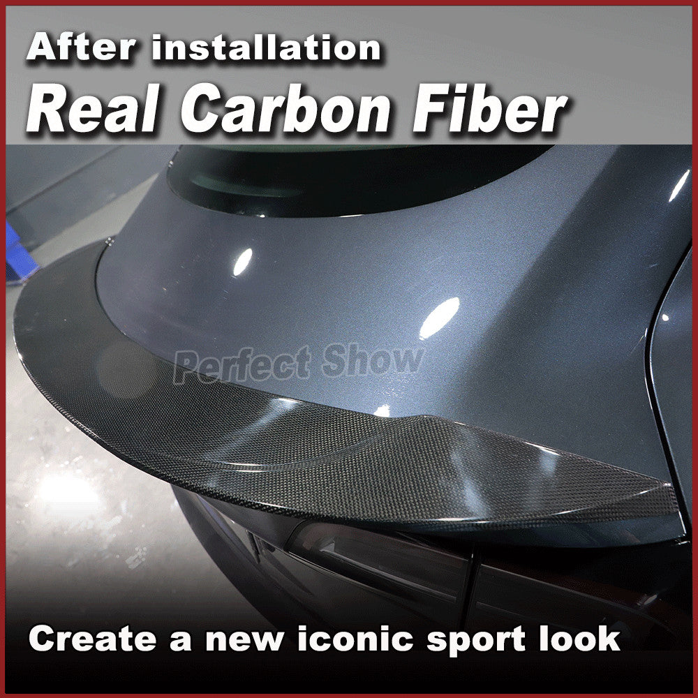 Fit for Tesla Model 3 Sedan 2016-23 REAL CARBON Rear Trunk Spoiler Boot Lip Wing