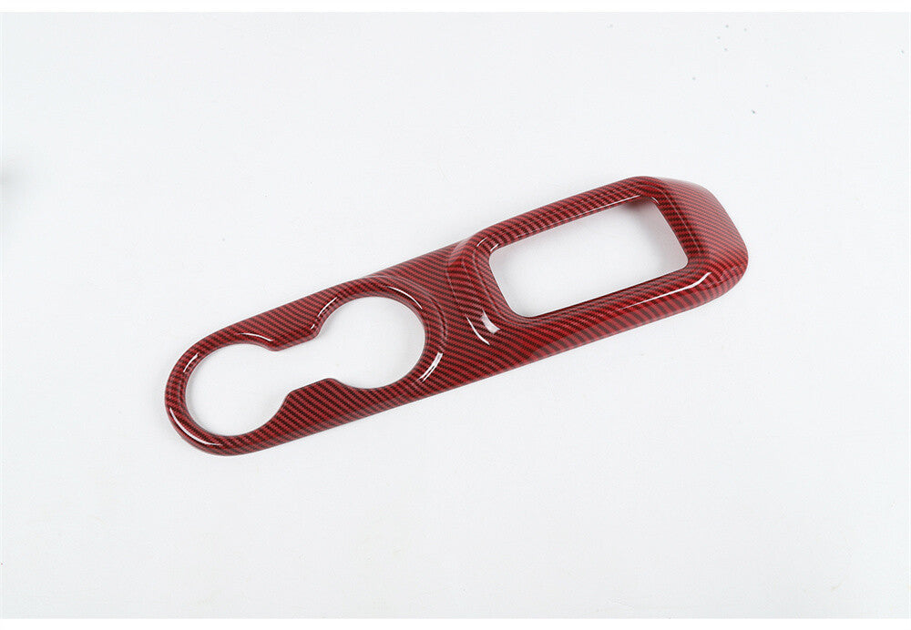 Red Carbon ABS Gear Shift Panel Cup Holder Trim for Jeep for Wrangler JK 2011-2017