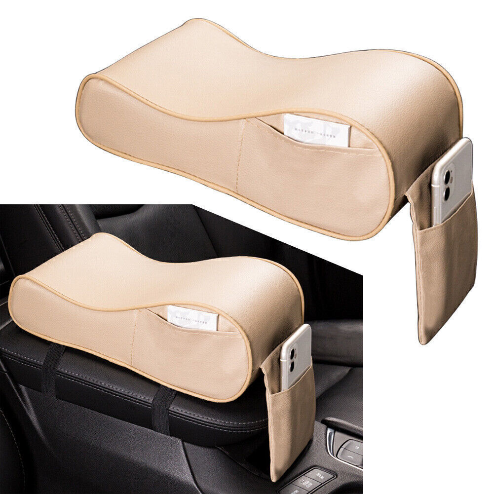 PU Memory Foam Console Armrest Box Cushion Pad Mat Universal for SUV Beige Car