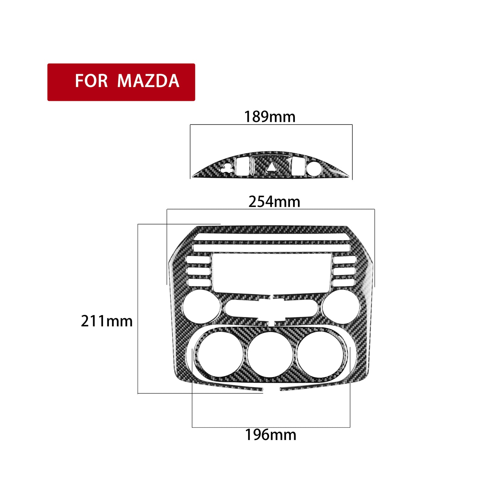 for Mazda MX-5 Miata 2009-2015 Carbon Fiber Interior Central Console Cover Trim
