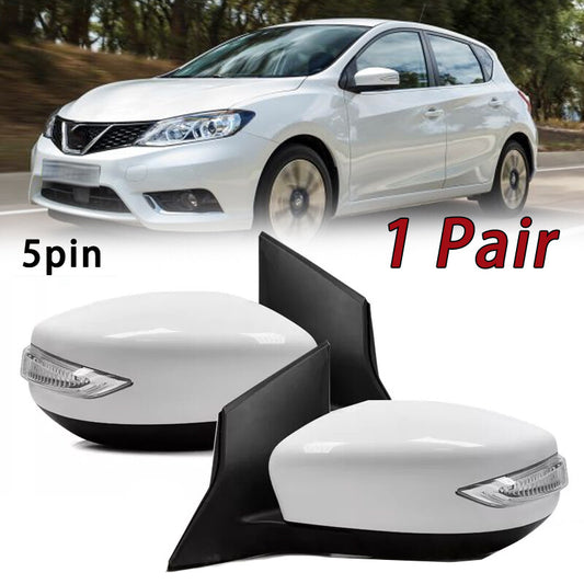 Side Door Rearview Mirror Assembly 5PIN White 2Pcs For 2016-2023 for Nissan Pulsar