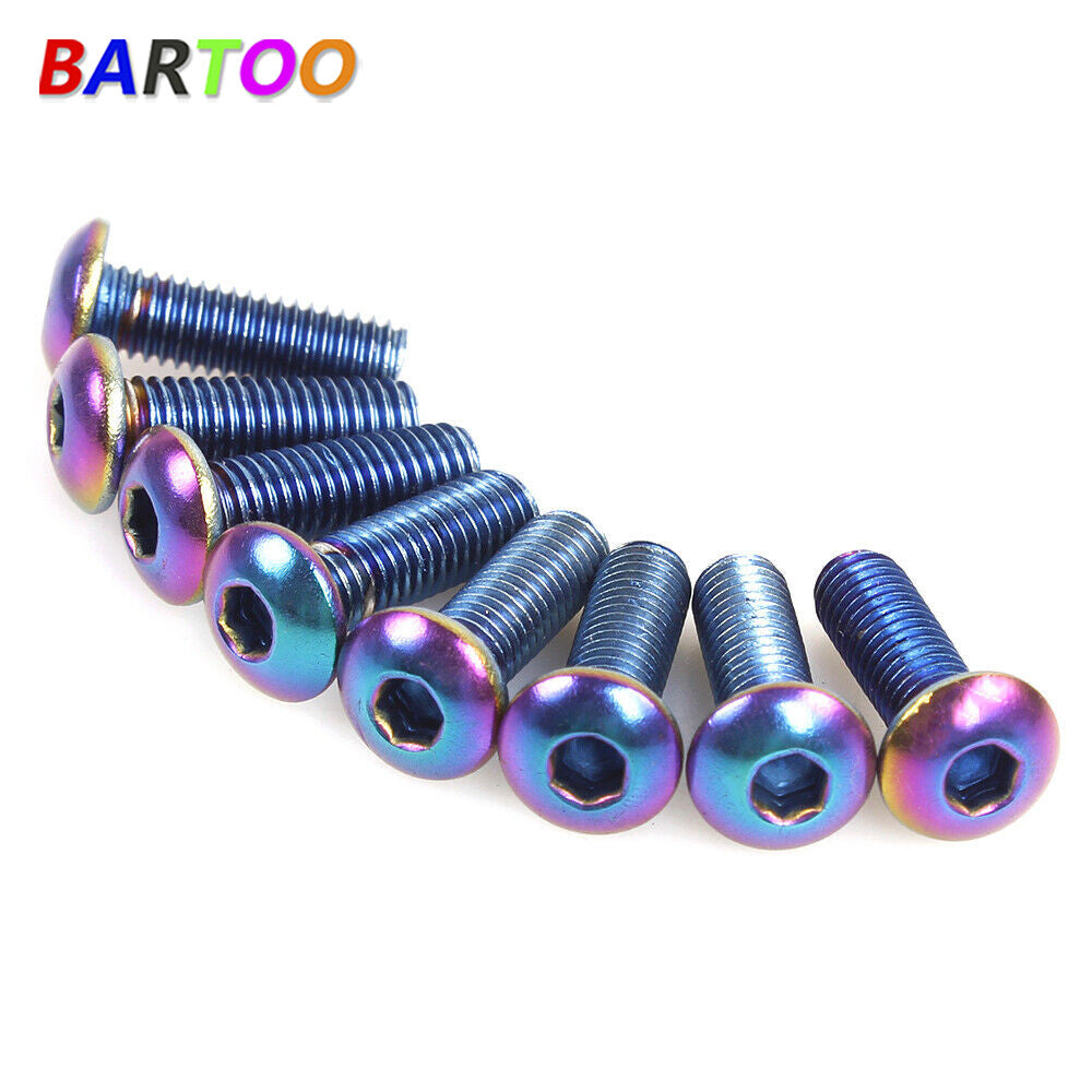 Neo Chrome 8PCS Racing Car Steering Wheel Screw Kit M5x0.8 Bolts Round Head