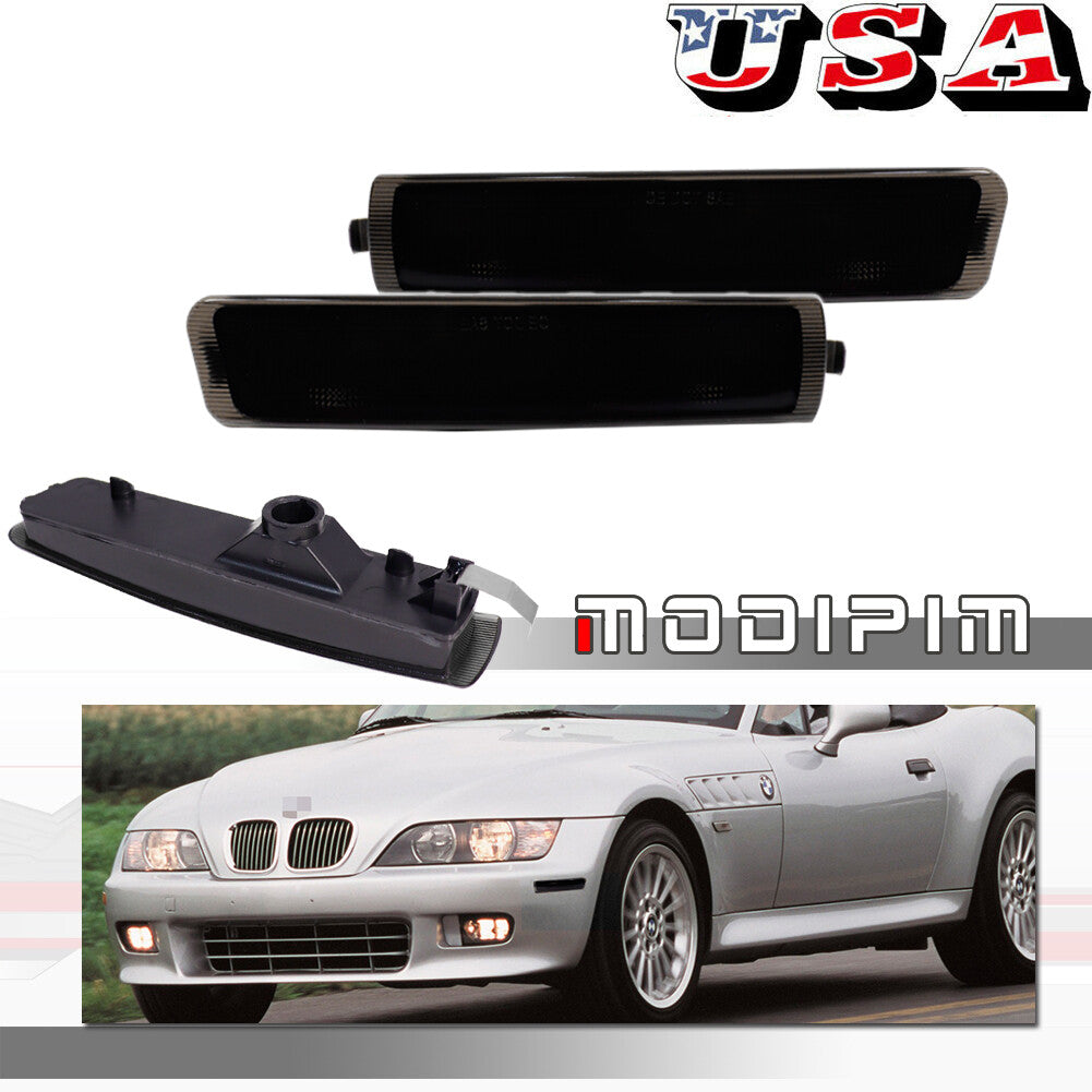 2-Piece Smoked Front Marker Light Covers for 1996-2002 for BMW Z3 M Coupe
