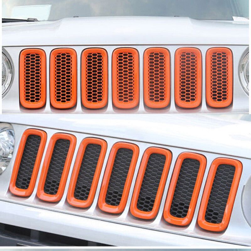 Front Center Mesh Grille Grill Cover Trim for Jeep Renegade 2015-2018 ABS Orange