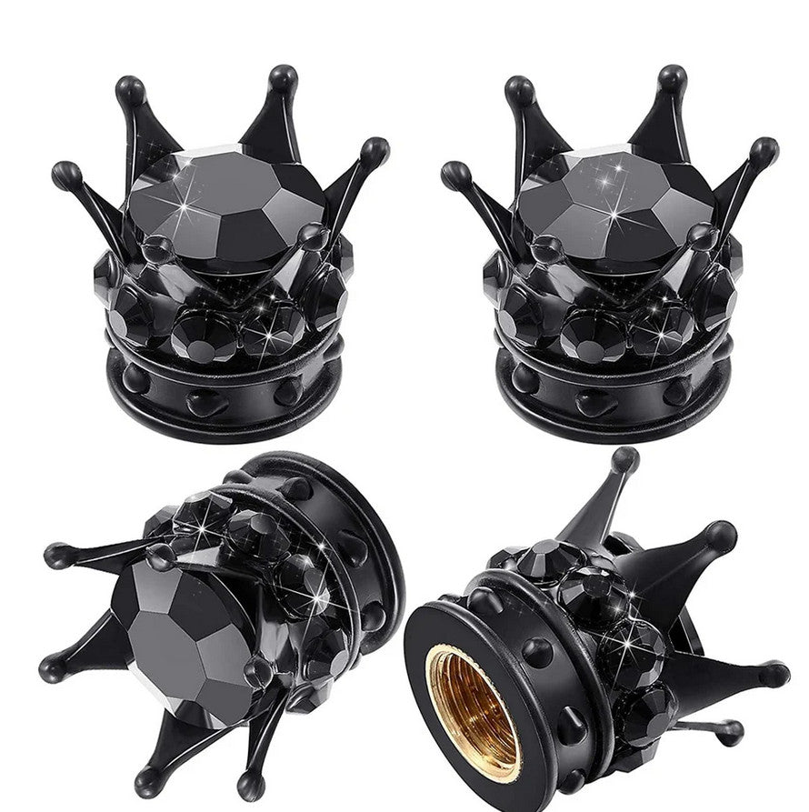 4-piece car tire valve cover rod air dust cover dustproof black crown for Jeep for Mini