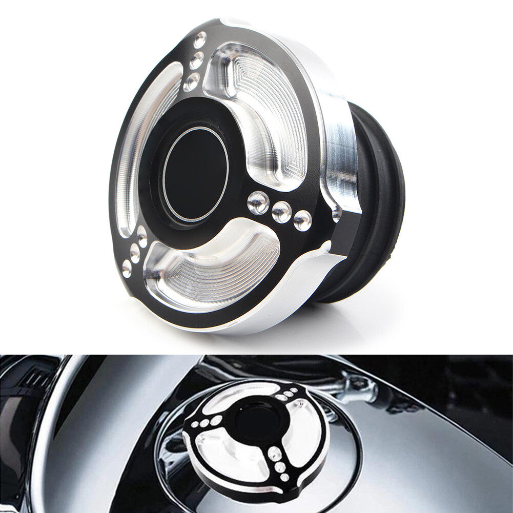 Fuel Gas Tank Cap Cover for Harley Sportster Touring Softail Dyna 1992-17 Black