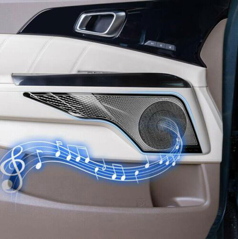 for Kia Carnival 2022-24 Black Steel Inner Door Speaker Horn Frame Cover Trim 4X