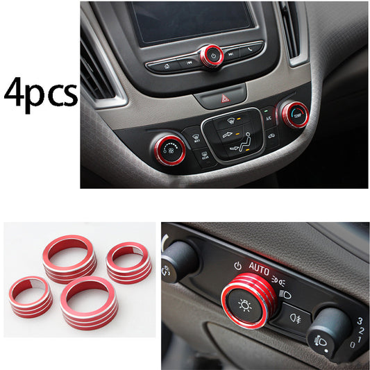 4pcs Red Aluminum Console CD Button Ring Trim For 2016-2020 for Chevrolet Malibu XL