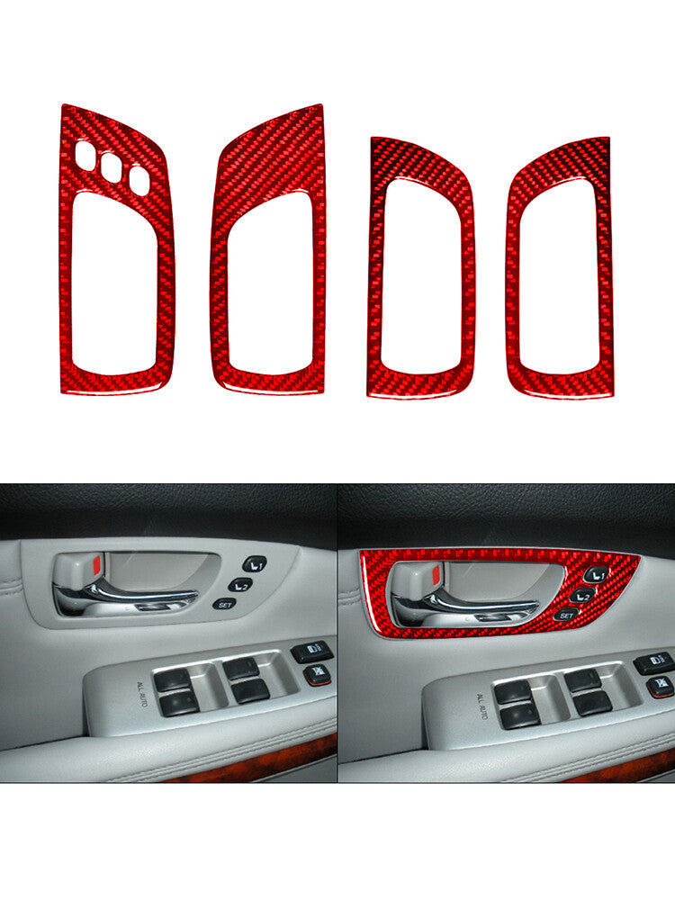 4Pcs Red Carbon Fiber Interior Door Handle Cover Trim for Lexus RX330 RX350