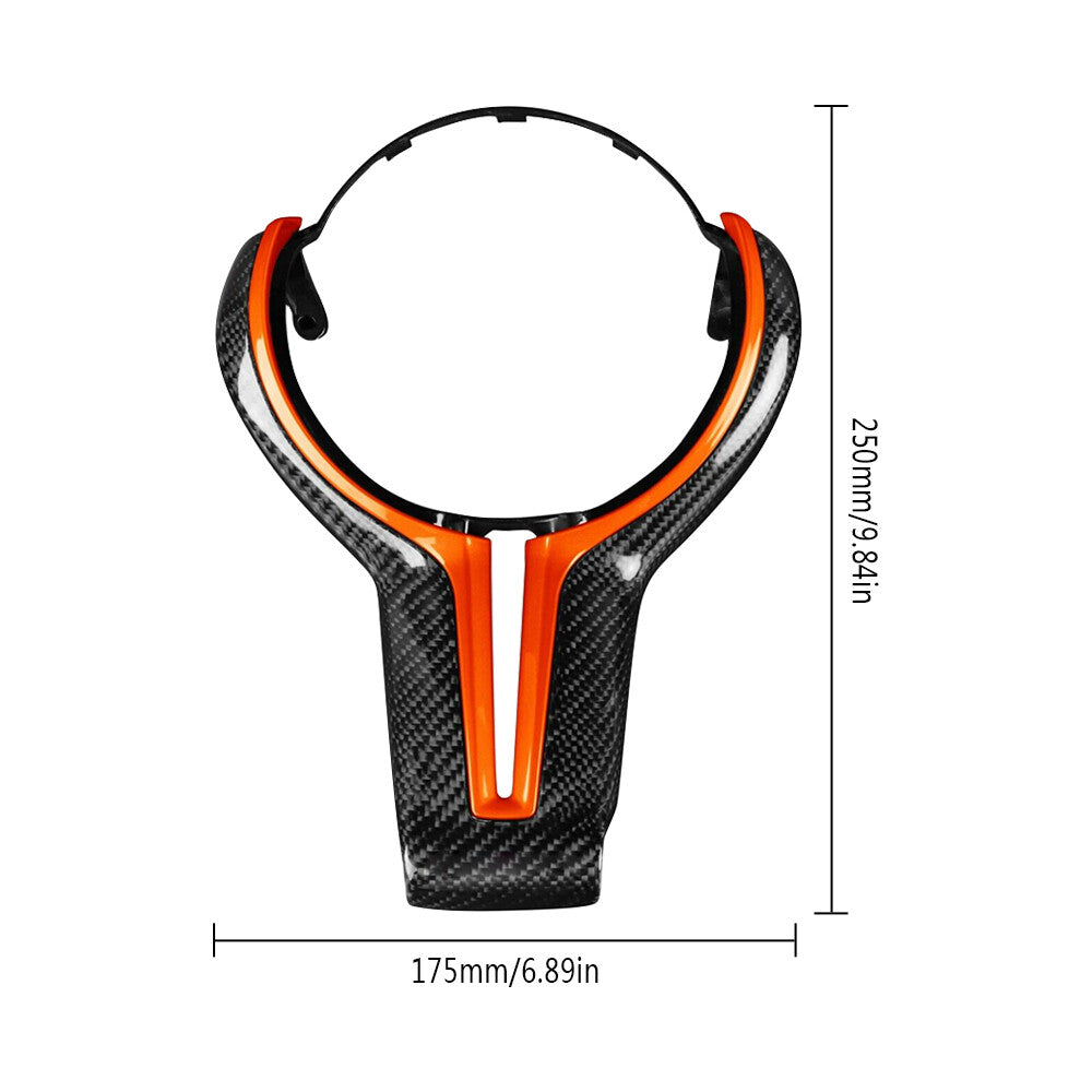 Fit For M series M2 F87 16-18 Orange Steering Wheel Trim Cover Real Carbon Fiber